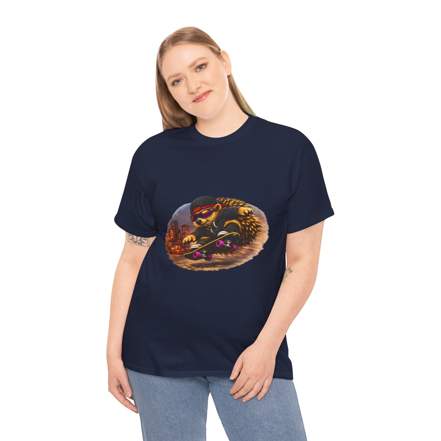 City Hedgehog Skateboarding Shirt | Street Style Tee | Vintage City Graphic | Skater Animal T-shirt | Cute Animal Skate Tshirt | Boardin' Hedgehog Collection