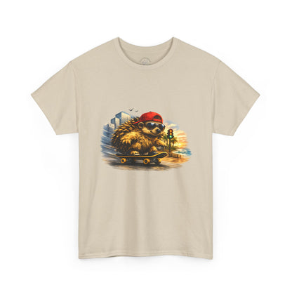 Surf Side Hedgehog Skateboarding Shirt | Beach Style Tee | Vintage Beach Graphic | Coastal Skater Animal T-shirt | Cute Animal Skate Tshirt | Boardin' Hedgehog Collection