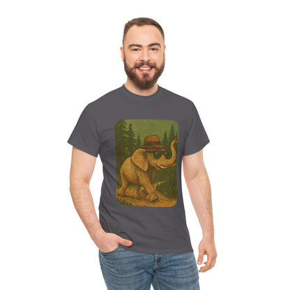 Elephant Forest Wander Tee | Vintage Woodland Animal Shirt | Retro Nature Elephant Graphic T-Shirt | Earthy Aesthetic TShirt | Unisex Casual Camping Shirt