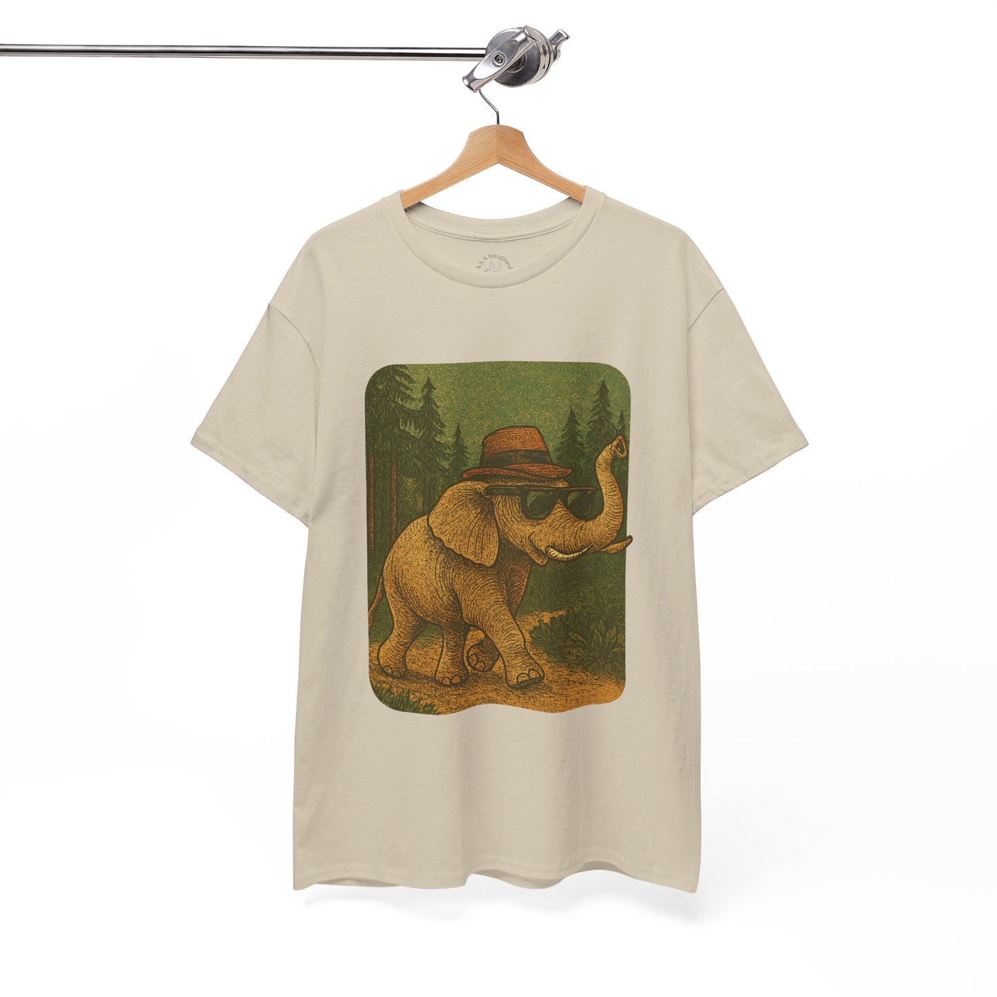 Elephant Forest Wander Tee | Vintage Woodland Animal Shirt | Retro Nature Elephant Graphic T-Shirt | Earthy Aesthetic TShirt | Unisex Casual Camping Shirt
