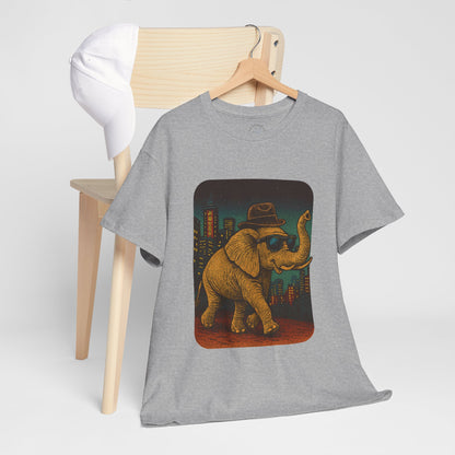 Elephant Downtown Night Tee | Vintage City Animal Shirt | Retro Urban Elephant Graphic T-Shirt | Nightlife Vibes TShirt | Unisex Street Style Shirt