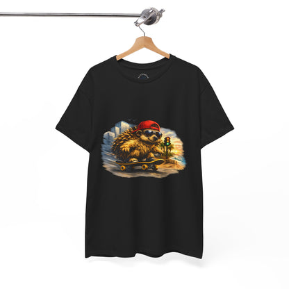Surf Side Hedgehog Skateboarding Shirt | Beach Style Tee | Vintage Beach Graphic | Coastal Skater Animal T-shirt | Cute Animal Skate Tshirt | Boardin' Hedgehog Collection