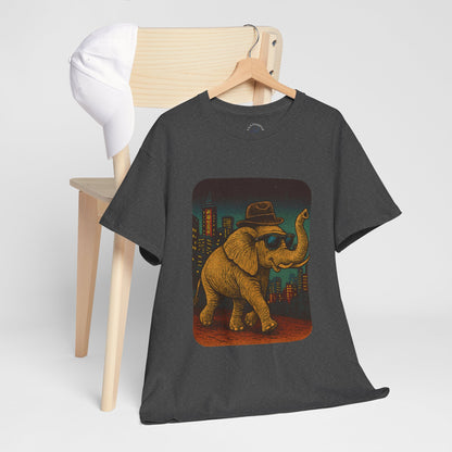 Elephant Downtown Night Tee | Vintage City Animal Shirt | Retro Urban Elephant Graphic T-Shirt | Nightlife Vibes TShirt | Unisex Street Style Shirt