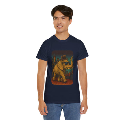 Elephant Downtown Night Tee | Vintage City Animal Shirt | Retro Urban Elephant Graphic T-Shirt | Nightlife Vibes TShirt | Unisex Street Style Shirt