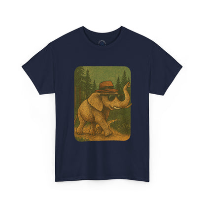 Elephant Forest Wander Tee | Vintage Woodland Animal Shirt | Retro Nature Elephant Graphic T-Shirt | Earthy Aesthetic TShirt | Unisex Casual Camping Shirt