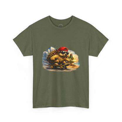 Surf Side Hedgehog Skateboarding Shirt | Beach Style Tee | Vintage Beach Graphic | Coastal Skater Animal T-shirt | Cute Animal Skate Tshirt | Boardin' Hedgehog Collection