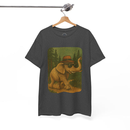 Elephant Forest Wander Tee | Vintage Woodland Animal Shirt | Retro Nature Elephant Graphic T-Shirt | Earthy Aesthetic TShirt | Unisex Casual Camping Shirt