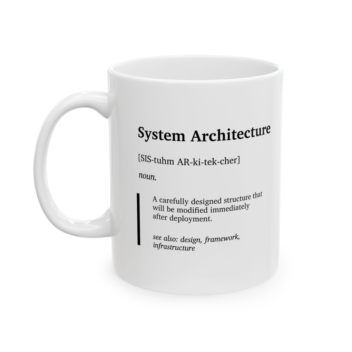 Funny Systems Architecture Definition Mug | Systems Engineer Gift | Tech Humor Coffee Tea Cup | Software Developer Gift | IT Office Mug (11oz, 15oz)