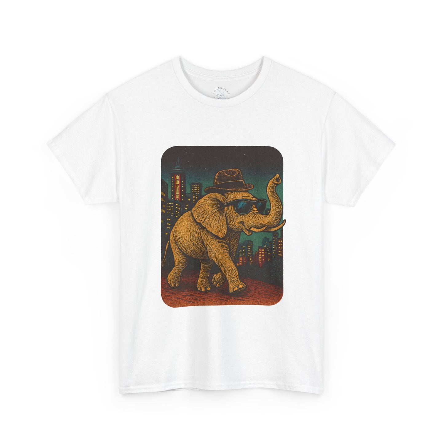 Elephant Downtown Night Tee | Vintage City Animal Shirt | Retro Urban Elephant Graphic T-Shirt | Nightlife Vibes TShirt | Unisex Street Style Shirt