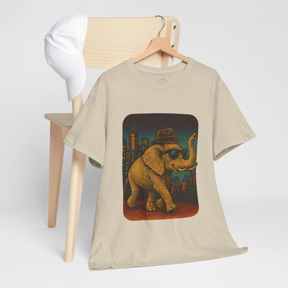 Elephant Downtown Night Tee | Vintage City Animal Shirt | Retro Urban Elephant Graphic T-Shirt | Nightlife Vibes TShirt | Unisex Street Style Shirt