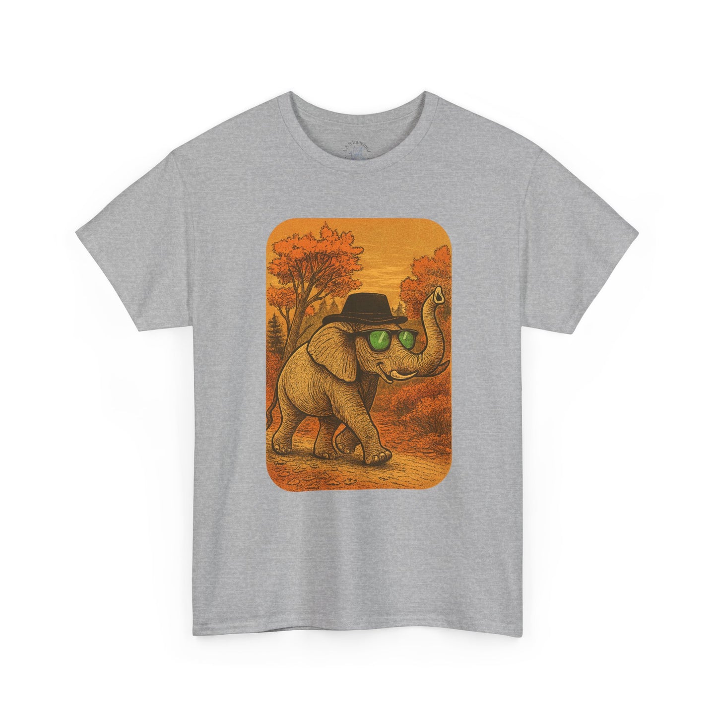 Elephant Autumn Stroll Tee | Vintage Fall Animal Shirt | Retro Nature Elephant Graphic T-Shirt | Cozy Fall Aesthetic TShirt | Unisex Casual Shirt
