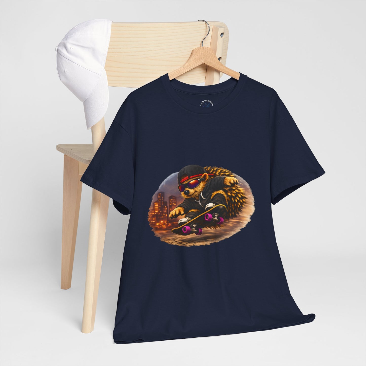 City Hedgehog Skateboarding Shirt | Street Style Tee | Vintage City Graphic | Skater Animal T-shirt | Cute Animal Skate Tshirt | Boardin' Hedgehog Collection
