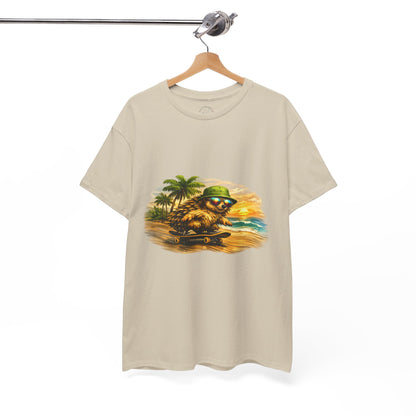 Sunset Beach Hedgehog Skateboarding Shirt | Tropical Style Tee | Vintage Beach Graphic | Skater Animal T-shirt | Cute Summer Skate Tshirt | Island Vibes Outfit | Boardin' Hedgehog Collection