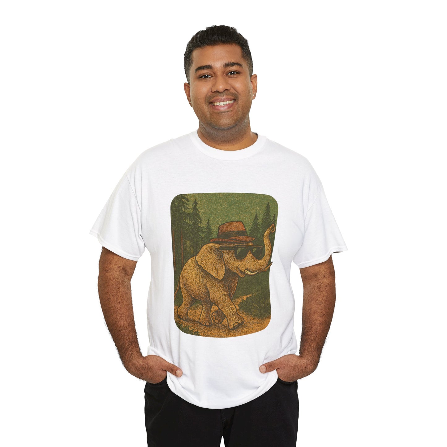 Elephant Forest Wander Tee | Vintage Woodland Animal Shirt | Retro Nature Elephant Graphic T-Shirt | Earthy Aesthetic TShirt | Unisex Casual Camping Shirt