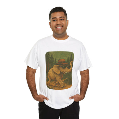 Elephant Forest Wander Tee | Vintage Woodland Animal Shirt | Retro Nature Elephant Graphic T-Shirt | Earthy Aesthetic TShirt | Unisex Casual Camping Shirt