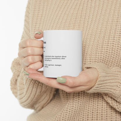 Funny Boss Definition Ceramic Mug | Office Humor Coffee Tee Cup | Coworker Gift | Work from Home Gift | Corporate Joke Mug (11oz, 15oz)