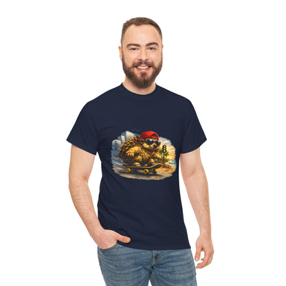Surf Side Hedgehog Skateboarding Shirt | Beach Style Tee | Vintage Beach Graphic | Coastal Skater Animal T-shirt | Cute Animal Skate Tshirt | Boardin' Hedgehog Collection
