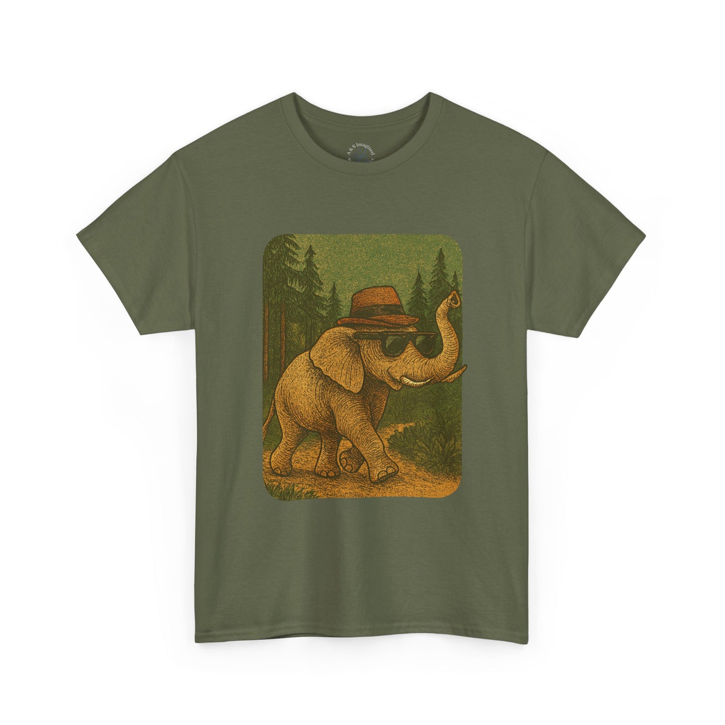 Elephant Forest Wander Tee | Vintage Woodland Animal Shirt | Retro Nature Elephant Graphic T-Shirt | Earthy Aesthetic TShirt | Unisex Casual Camping Shirt