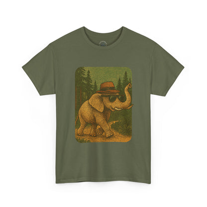 Elephant Forest Wander Tee | Vintage Woodland Animal Shirt | Retro Nature Elephant Graphic T-Shirt | Earthy Aesthetic TShirt | Unisex Casual Camping Shirt