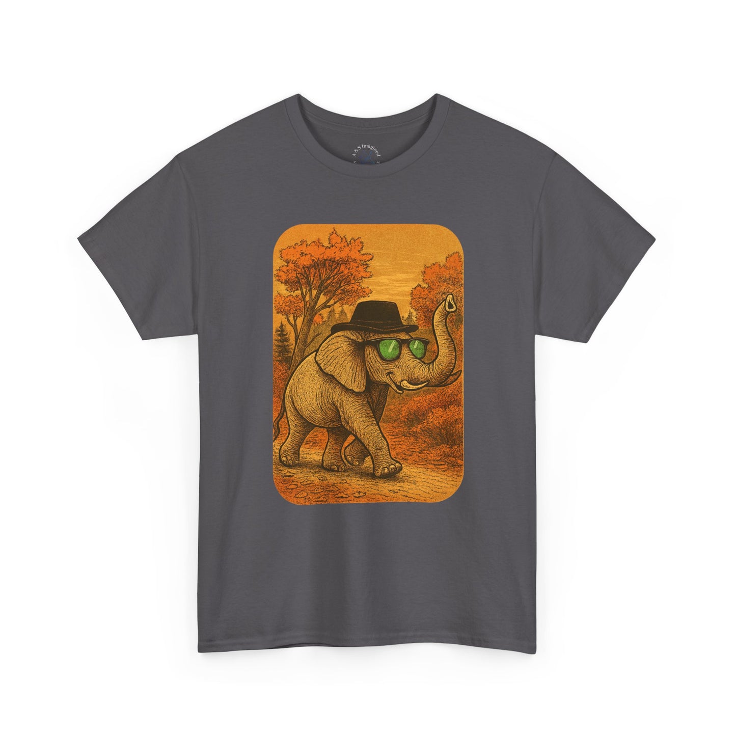 Elephant Autumn Stroll Tee | Vintage Fall Animal Shirt | Retro Nature Elephant Graphic T-Shirt | Cozy Fall Aesthetic TShirt | Unisex Casual Shirt