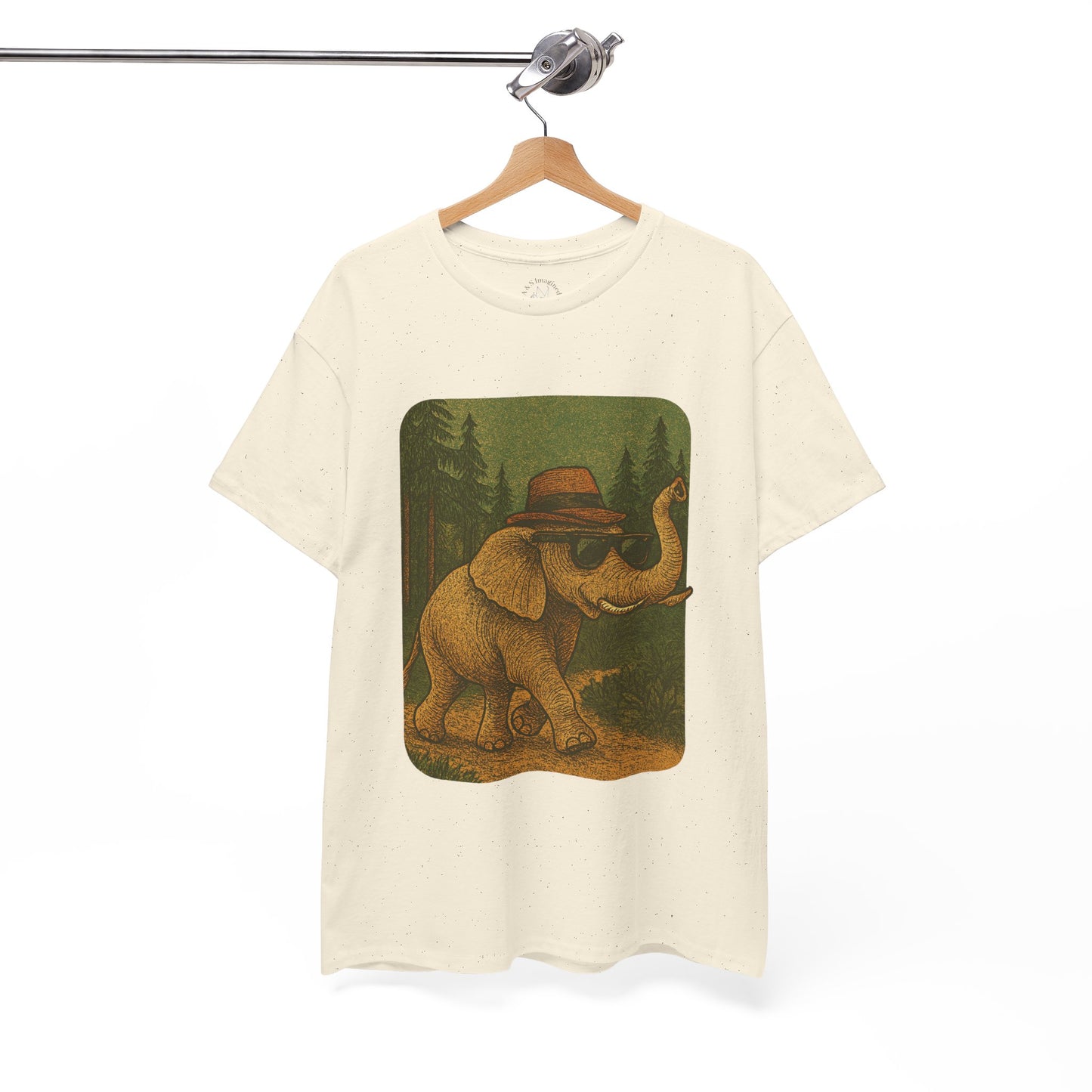 Elephant Forest Wander Tee | Vintage Woodland Animal Shirt | Retro Nature Elephant Graphic T-Shirt | Earthy Aesthetic TShirt | Unisex Casual Camping Shirt