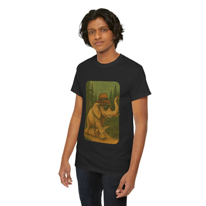 Elephant Forest Wander Tee | Vintage Woodland Animal Shirt | Retro Nature Elephant Graphic T-Shirt | Earthy Aesthetic TShirt | Unisex Casual Camping Shirt