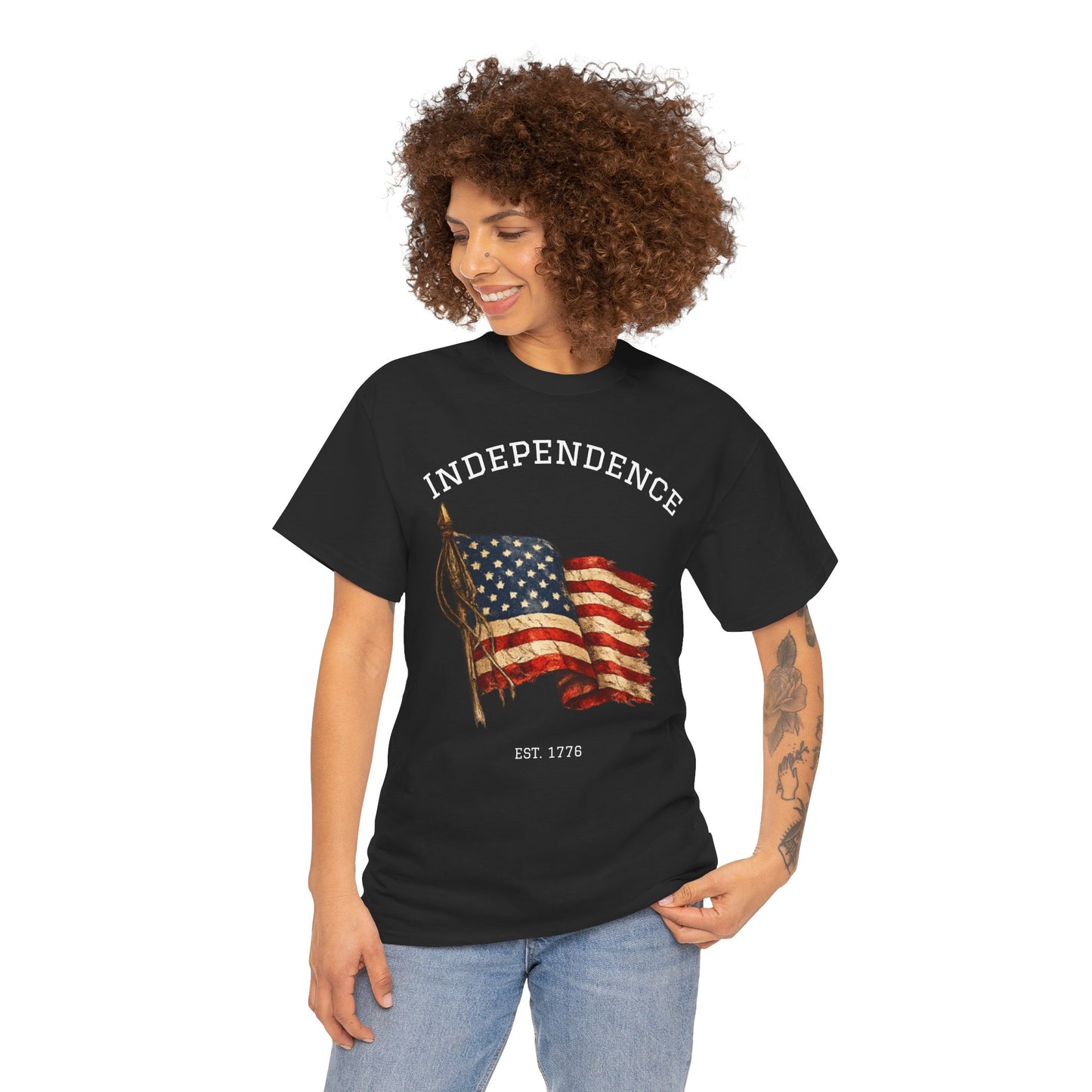 Vintage Independence Flag Shirt | 1776 American Flag Tee | Patriotic Distressed Flag T-Shirt | Retro Fourth of July Outfit | American Graphic Tshirt