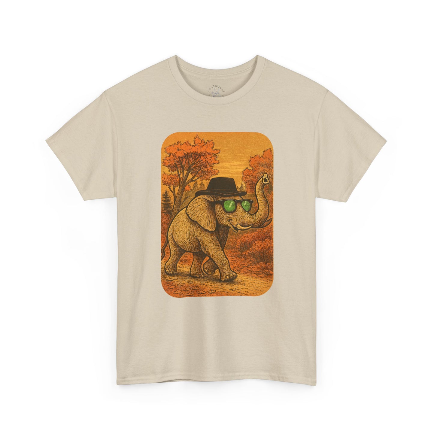 Elephant Autumn Stroll Tee | Vintage Fall Animal Shirt | Retro Nature Elephant Graphic T-Shirt | Cozy Fall Aesthetic TShirt | Unisex Casual Shirt