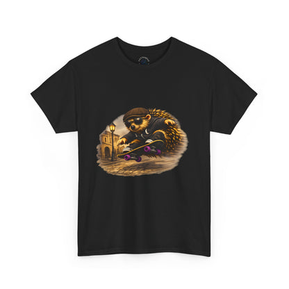 Town Hedgehog Skateboarding Shirt | Street Style Tee | Vintage Town Graphic | Skater Animal T-shirt | Cute Animal Skate Tshirt | Boardin' Hedgehog Collection