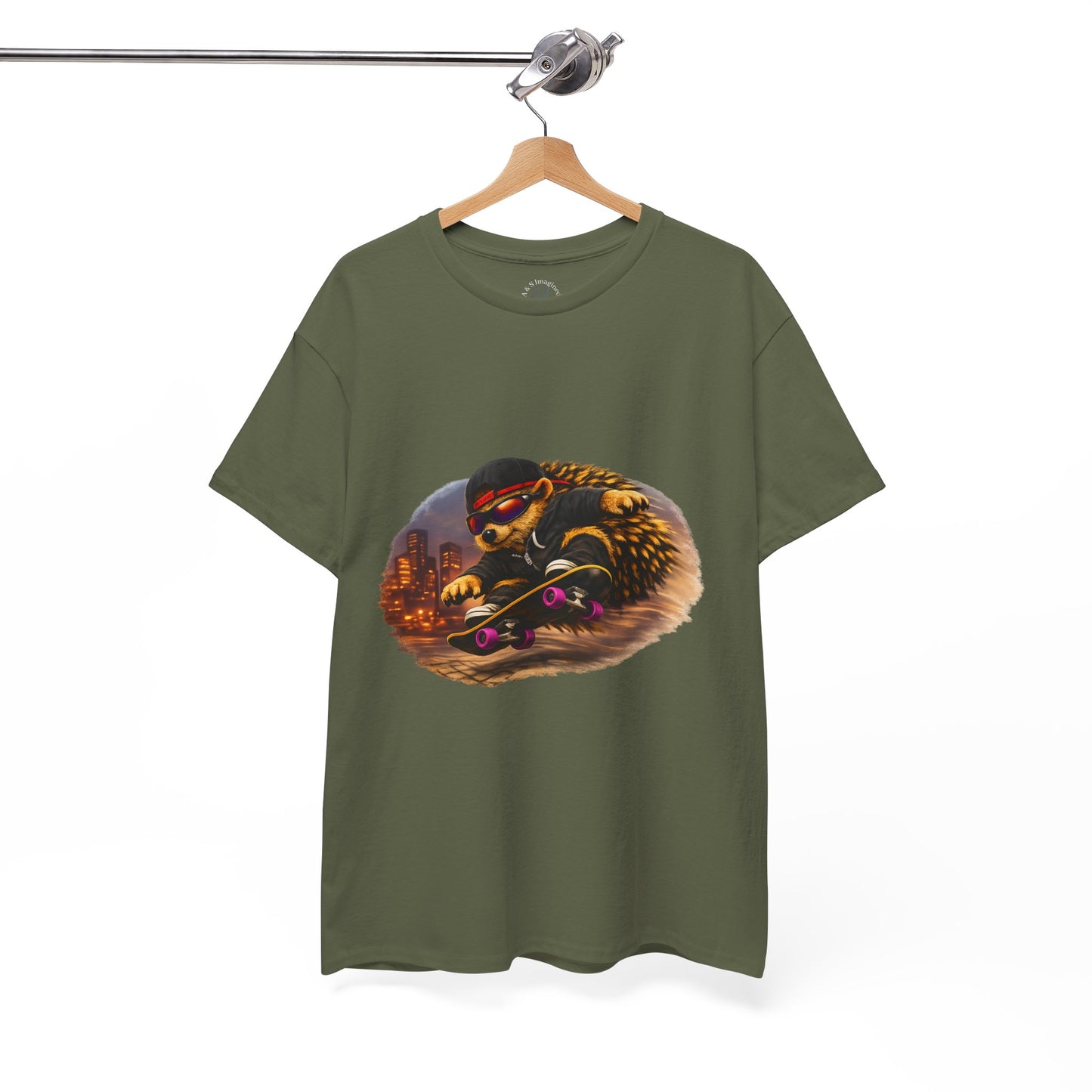 City Hedgehog Skateboarding Shirt | Street Style Tee | Vintage City Graphic | Skater Animal T-shirt | Cute Animal Skate Tshirt | Boardin' Hedgehog Collection