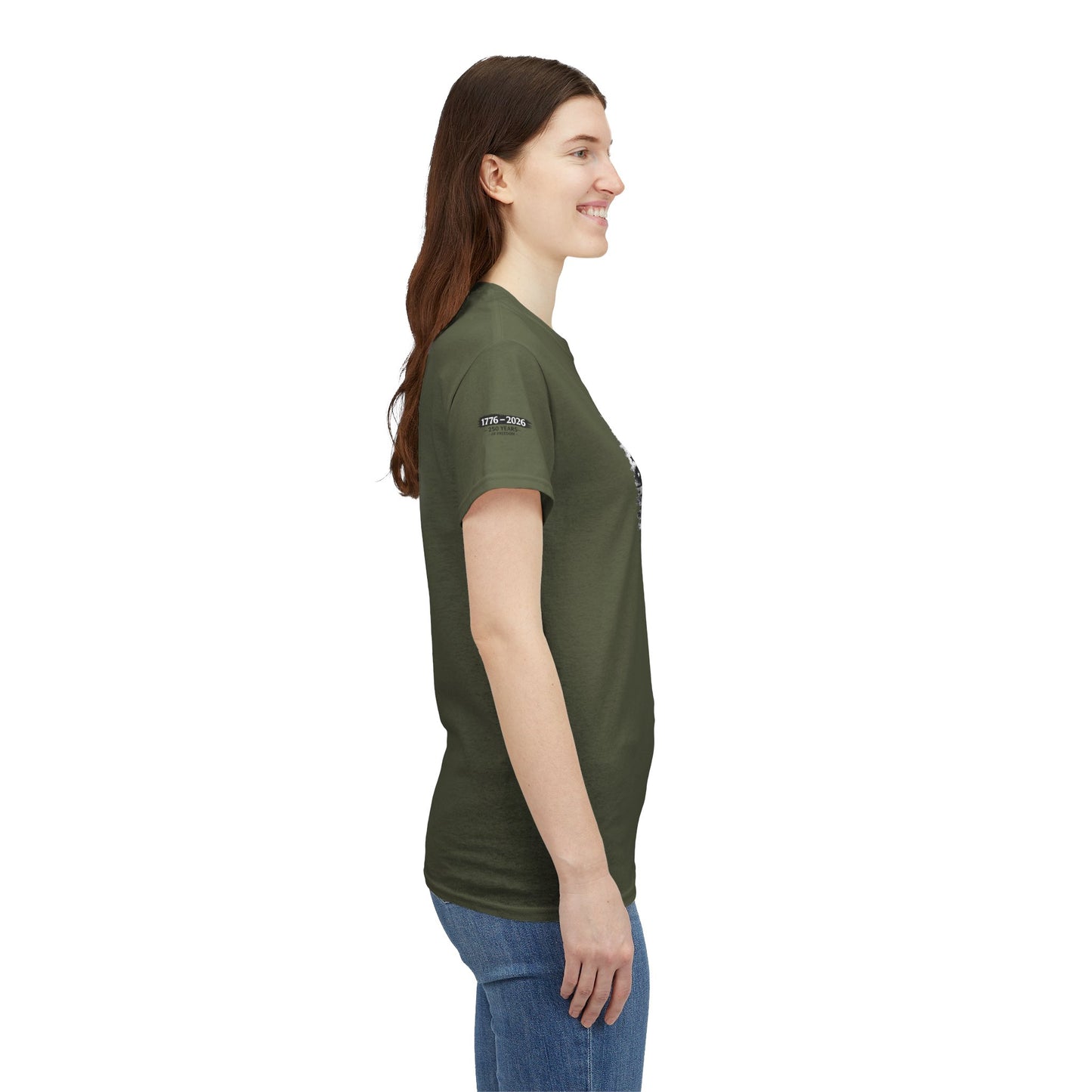 Patriotic Eagle Flag Shirt with Sleeve Print | USA Freedom T-Shirt | 1776 2026 Tee | American Flag Eagle Tshirt | Fourth of July Outfit | USA Graphic Shirt | 250 Year Anniversary America
