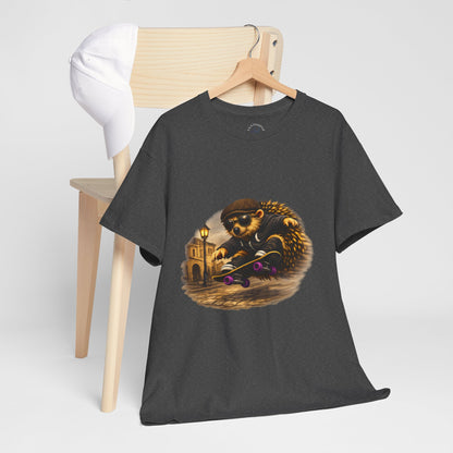 Town Hedgehog Skateboarding Shirt | Street Style Tee | Vintage Town Graphic | Skater Animal T-shirt | Cute Animal Skate Tshirt | Boardin' Hedgehog Collection