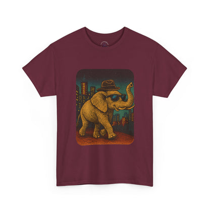 Elephant Downtown Night Tee | Vintage City Animal Shirt | Retro Urban Elephant Graphic T-Shirt | Nightlife Vibes TShirt | Unisex Street Style Shirt