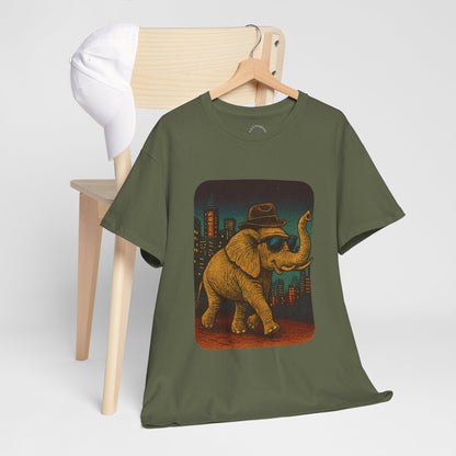 Elephant Downtown Night Tee | Vintage City Animal Shirt | Retro Urban Elephant Graphic T-Shirt | Nightlife Vibes TShirt | Unisex Street Style Shirt