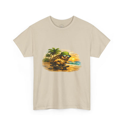 Sunset Beach Hedgehog Skateboarding Shirt | Tropical Style Tee | Vintage Beach Graphic | Skater Animal T-shirt | Cute Summer Skate Tshirt | Island Vibes Outfit | Boardin' Hedgehog Collection
