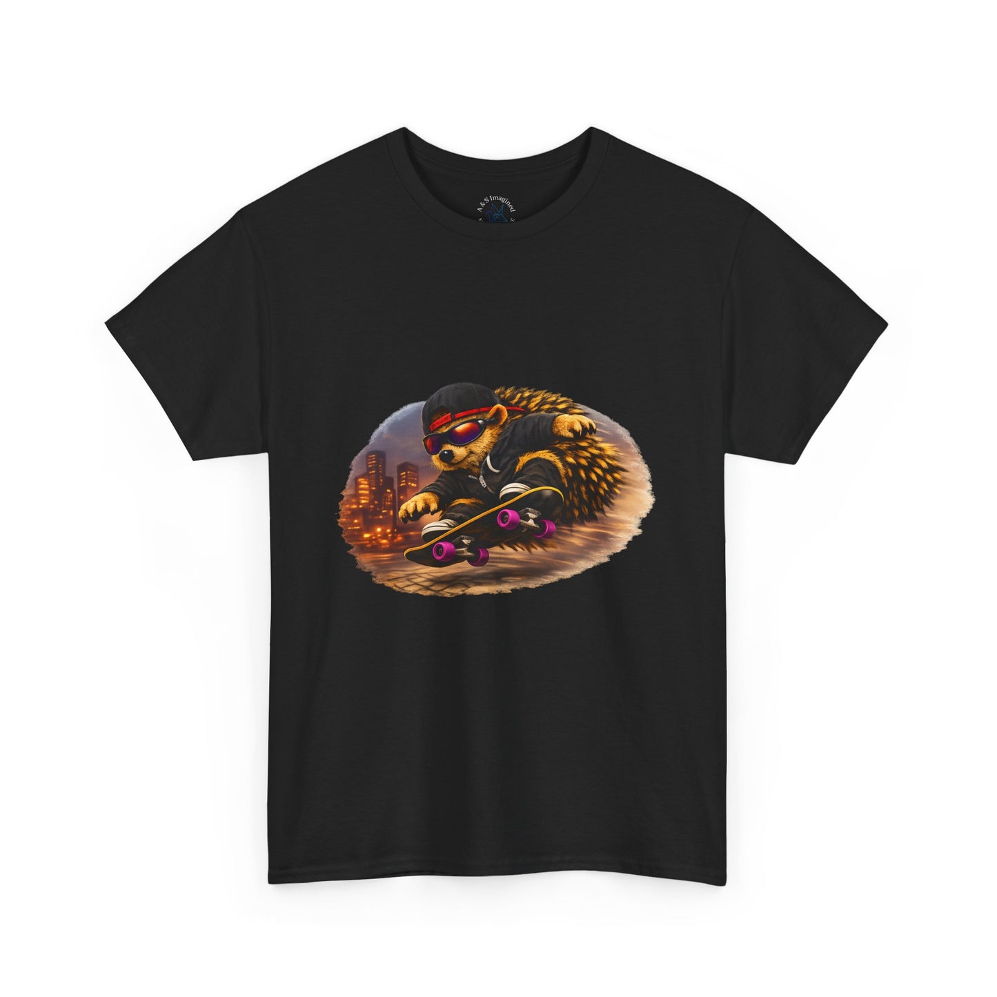 City Hedgehog Skateboarding Shirt | Street Style Tee | Vintage City Graphic | Skater Animal T-shirt | Cute Animal Skate Tshirt | Boardin' Hedgehog Collection