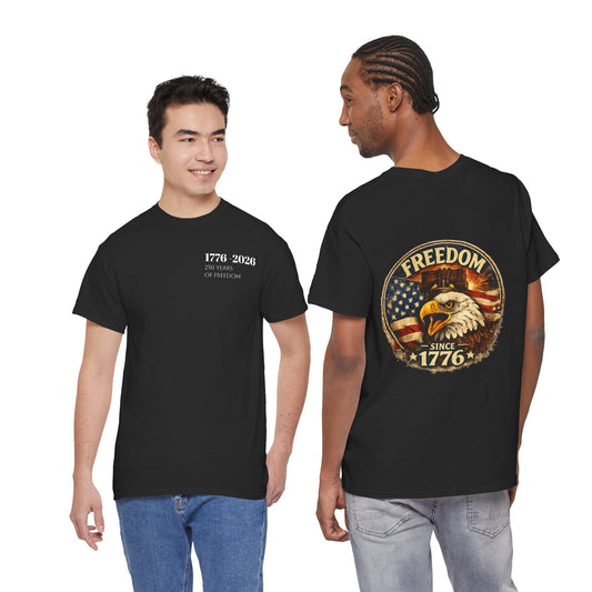 Minimalist Freedom 1776 Shirt | American Eagle Graphic Tee | 250 Years of Freedom 1776 2026 T-Shirt | USA Flag Front and Back Tshirt | Fourth of July Outfit