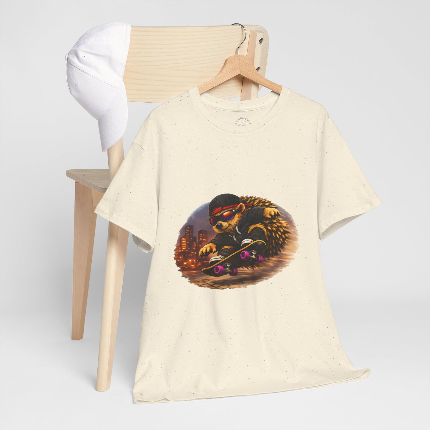 City Hedgehog Skateboarding Shirt | Street Style Tee | Vintage City Graphic | Skater Animal T-shirt | Cute Animal Skate Tshirt | Boardin' Hedgehog Collection