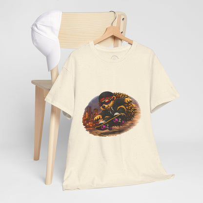 City Hedgehog Skateboarding Shirt | Street Style Tee | Vintage City Graphic | Skater Animal T-shirt | Cute Animal Skate Tshirt | Boardin' Hedgehog Collection