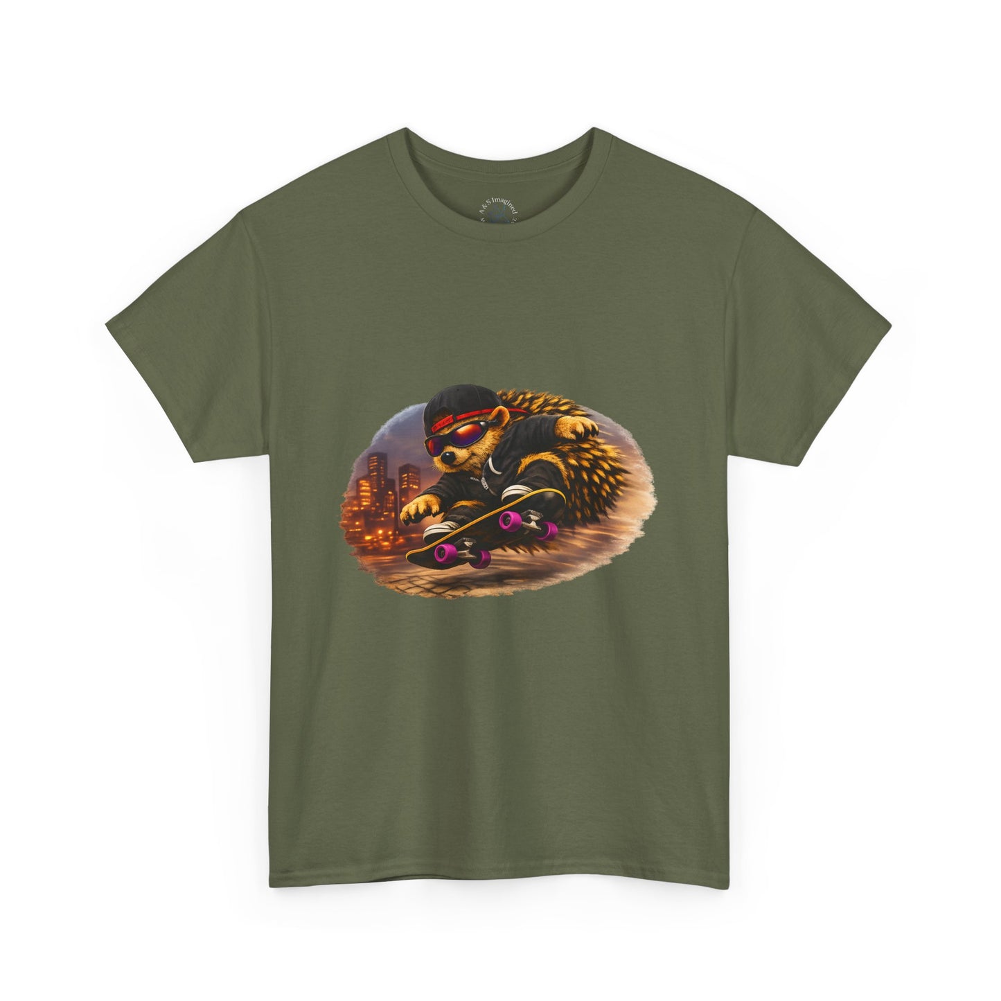 City Hedgehog Skateboarding Shirt | Street Style Tee | Vintage City Graphic | Skater Animal T-shirt | Cute Animal Skate Tshirt | Boardin' Hedgehog Collection