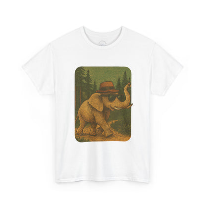Elephant Forest Wander Tee | Vintage Woodland Animal Shirt | Retro Nature Elephant Graphic T-Shirt | Earthy Aesthetic TShirt | Unisex Casual Camping Shirt