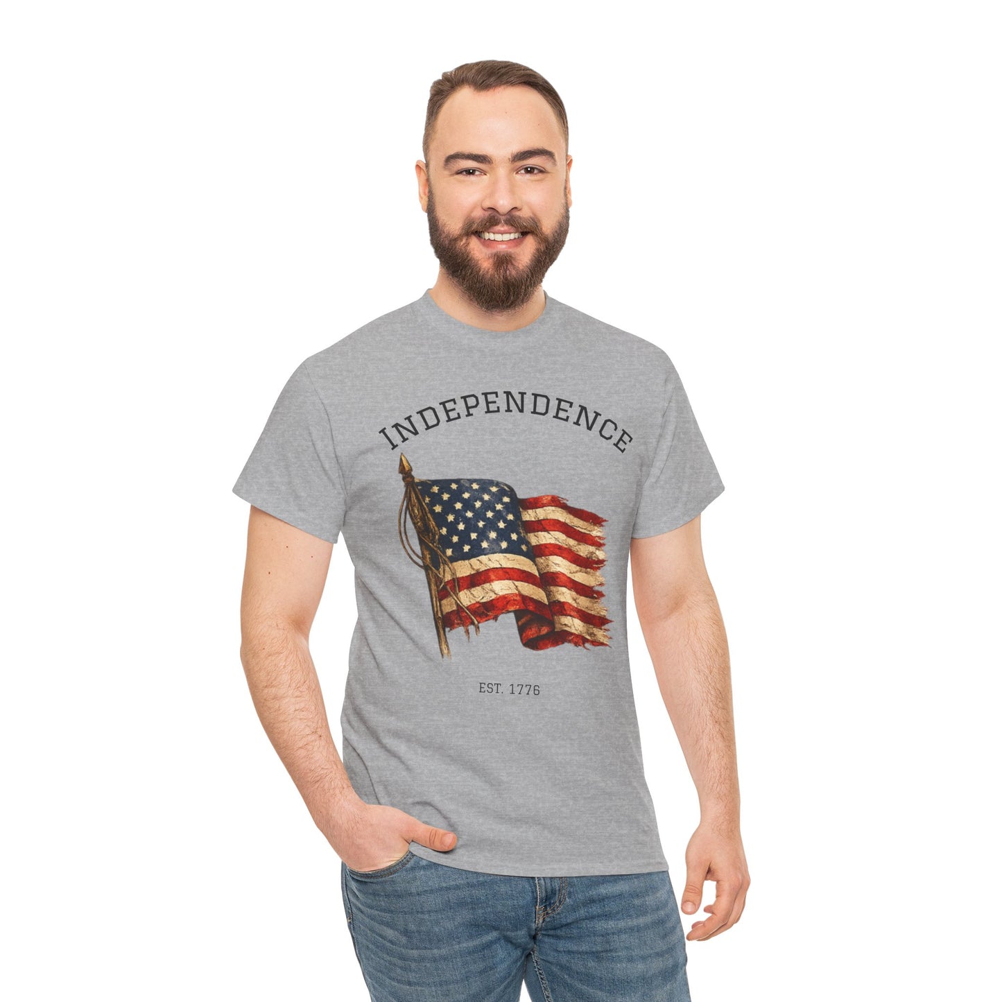 Vintage Independence Flag Shirt | 1776 American Flag Tee | Patriotic Distressed Flag T-Shirt | Retro Fourth of July Outfit | American Graphic Tshirt