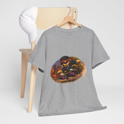 City Hedgehog Skateboarding Shirt | Street Style Tee | Vintage City Graphic | Skater Animal T-shirt | Cute Animal Skate Tshirt | Boardin' Hedgehog Collection