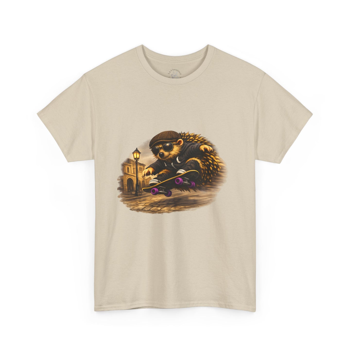 Town Hedgehog Skateboarding Shirt | Street Style Tee | Vintage Town Graphic | Skater Animal T-shirt | Cute Animal Skate Tshirt | Boardin' Hedgehog Collection