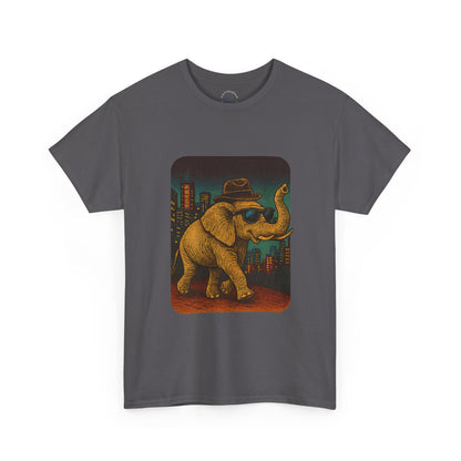 Elephant Downtown Night Tee | Vintage City Animal Shirt | Retro Urban Elephant Graphic T-Shirt | Nightlife Vibes TShirt | Unisex Street Style Shirt