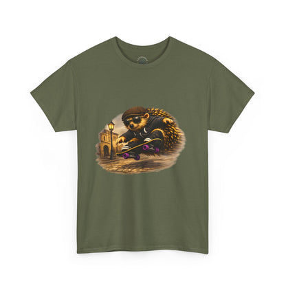 Town Hedgehog Skateboarding Shirt | Street Style Tee | Vintage Town Graphic | Skater Animal T-shirt | Cute Animal Skate Tshirt | Boardin' Hedgehog Collection