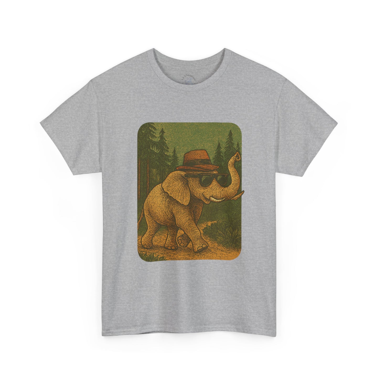 Elephant Forest Wander Tee | Vintage Woodland Animal Shirt | Retro Nature Elephant Graphic T-Shirt | Earthy Aesthetic TShirt | Unisex Casual Camping Shirt