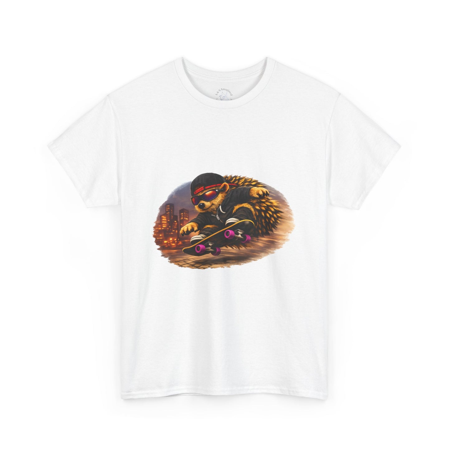 City Hedgehog Skateboarding Shirt | Street Style Tee | Vintage City Graphic | Skater Animal T-shirt | Cute Animal Skate Tshirt | Boardin' Hedgehog Collection