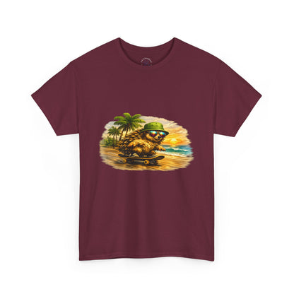 Sunset Beach Hedgehog Skateboarding Shirt | Tropical Style Tee | Vintage Beach Graphic | Skater Animal T-shirt | Cute Summer Skate Tshirt | Island Vibes Outfit | Boardin' Hedgehog Collection