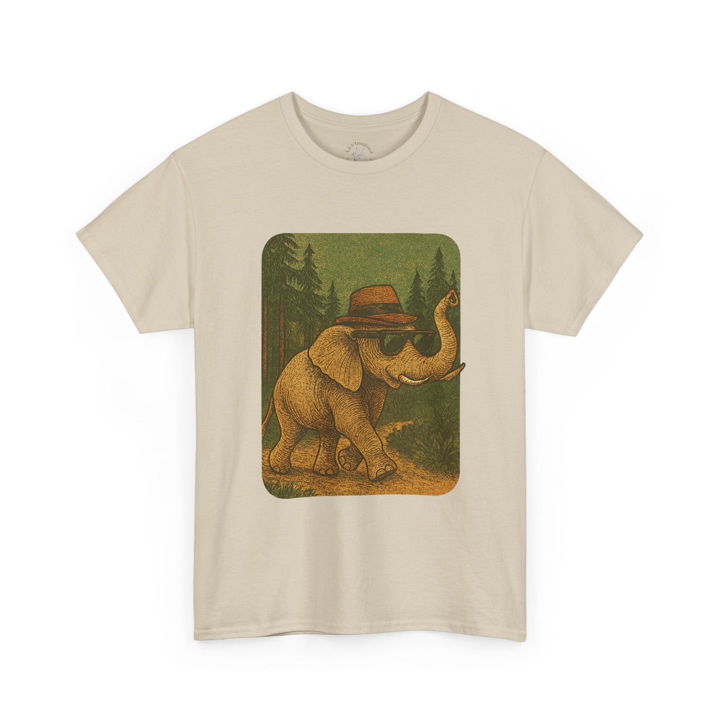 Elephant Forest Wander Tee | Vintage Woodland Animal Shirt | Retro Nature Elephant Graphic T-Shirt | Earthy Aesthetic TShirt | Unisex Casual Camping Shirt